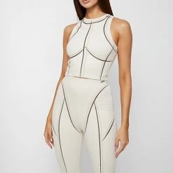 Woman Tops TOPS & T SHIRTS Sketch Racer Crop Top - Beige