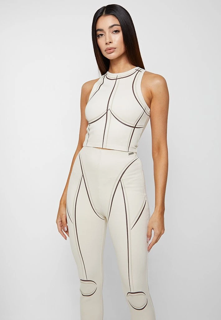 Woman Tops TOPS & T SHIRTS Sketch Racer Crop Top - Beige