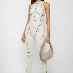 Woman Tops TOPS & T SHIRTS Sketch Racer Crop Top - Beige