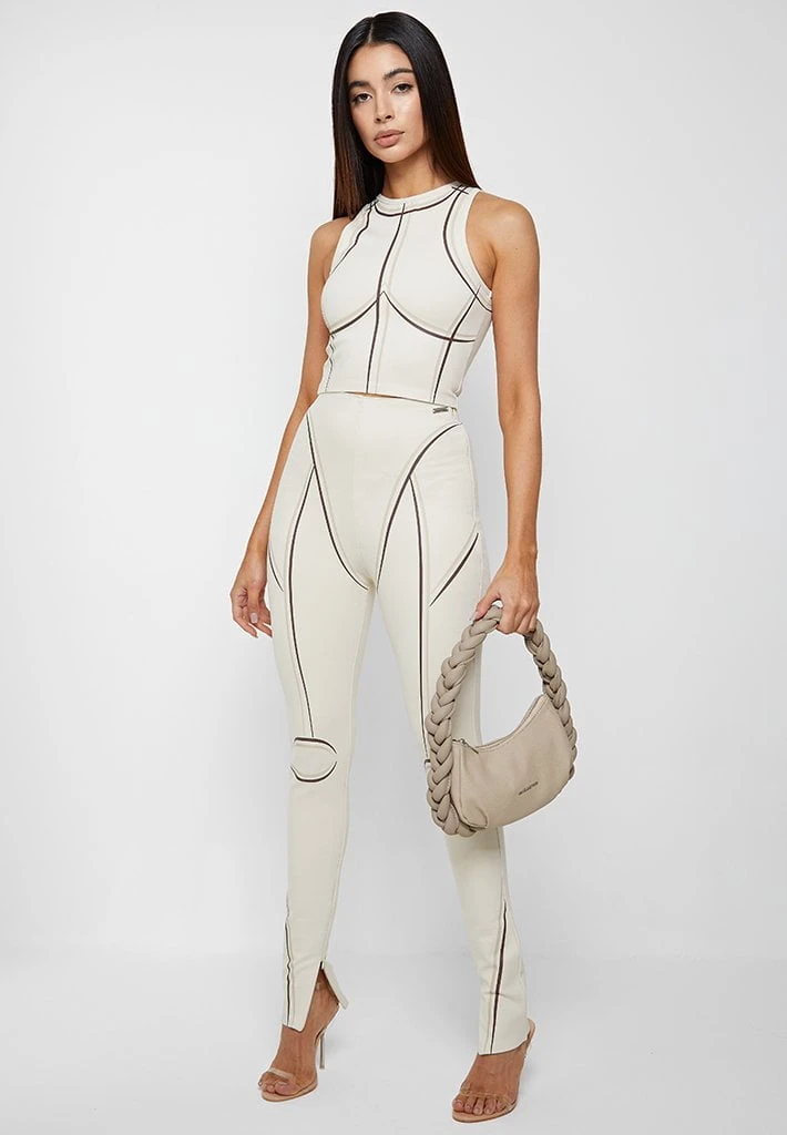 Woman Tops TOPS & T SHIRTS Sketch Racer Crop Top - Beige