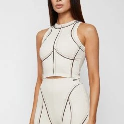 Woman Tops TOPS & T SHIRTS Sketch Racer Crop Top - Beige