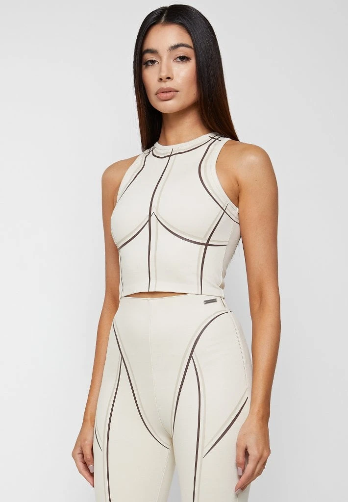 Woman Tops TOPS & T SHIRTS Sketch Racer Crop Top - Beige