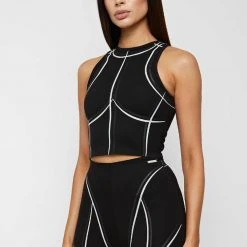 Woman Tops TOPS & T SHIRTS Sketch Racer Crop Top - Black