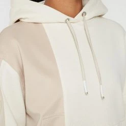 Woman Tracksuits Split Hem Hoodie With Poppers - Beige