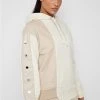 Woman Tracksuits Split Hem Hoodie With Poppers - Beige