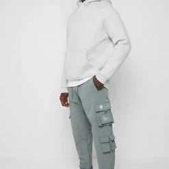 Man Casual Trousers Stamp Print Cargo Pants - Olive Green