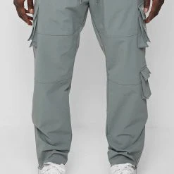 Man Casual Trousers Stamp Print Cargo Pants - Olive Green