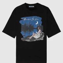 Man T-Shirts Starry Night Graphic T-Shirt - Black