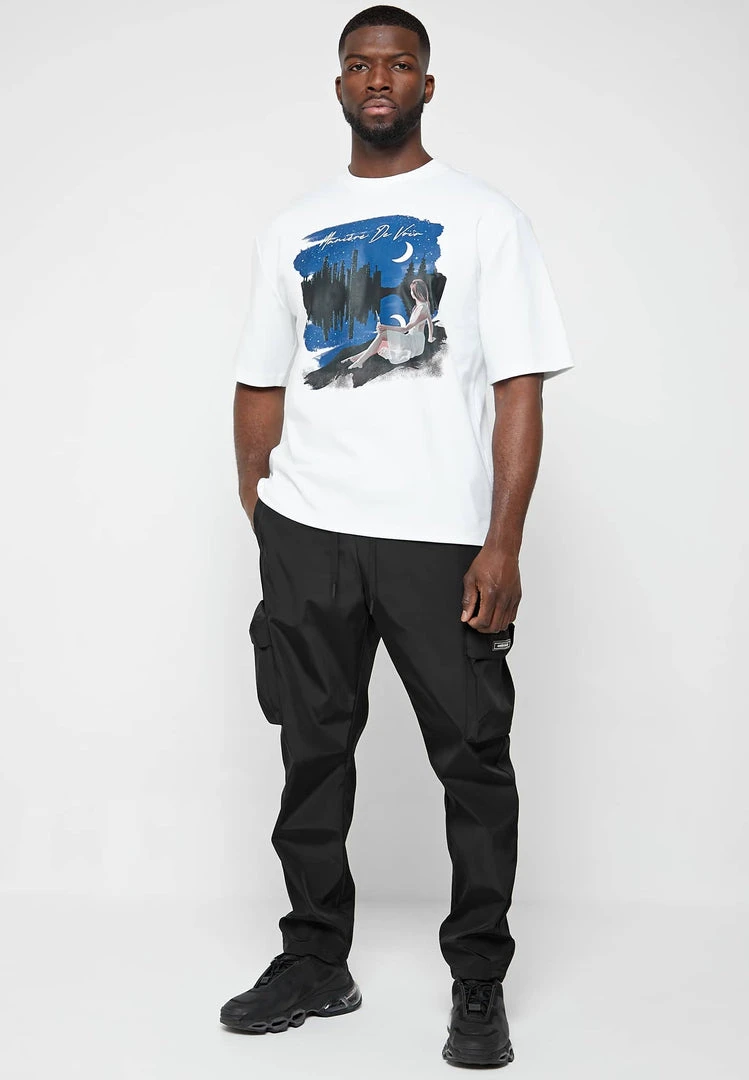 Man T-Shirts Starry Night Graphic T-Shirt - White