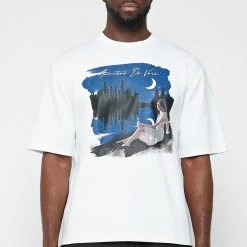 Man T-Shirts Starry Night Graphic T-Shirt - White
