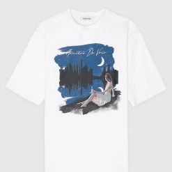 Man T-Shirts Starry Night Graphic T-Shirt - White