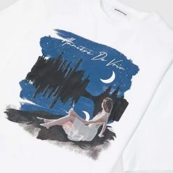 Man T-Shirts Starry Night Graphic T-Shirt - White