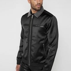 Man Jackets Studded Sateen Jacket - Black