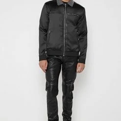 Man Jackets Studded Sateen Jacket - Black