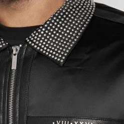 Man Jackets Studded Sateen Jacket - Black