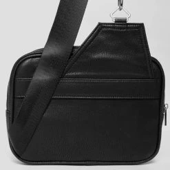 Man Accessories Suede Panel Crossbody Bag - Black