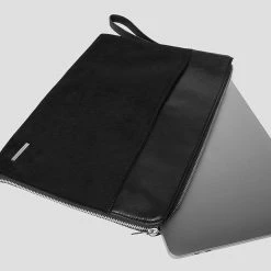 Man Accessories Suede Panel Laptop Bag - Black