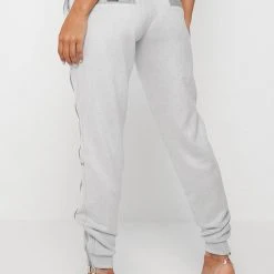 Woman Trousers Vegan Suede High Waisted Joggers - Grey CO-ORDS