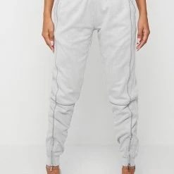 Woman Trousers Vegan Suede High Waisted Joggers - Grey CO-ORDS