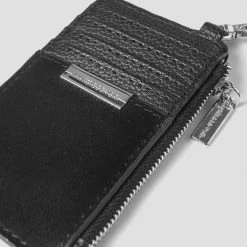 Man Accessories Suede & Grained Leather Cardholder - Black