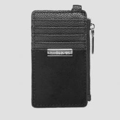 Man Accessories Suede & Grained Leather Cardholder - Black