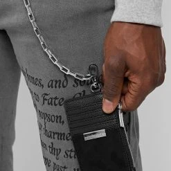 Man Accessories Suede & Grained Leather Cardholder - Black