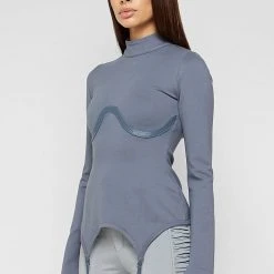 Woman Tops TOPS & T SHIRTS Suspender Detail Top - Steel Blue