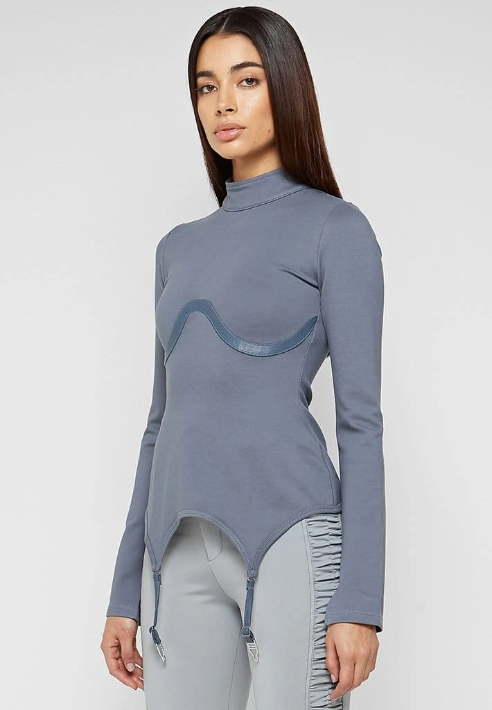 Woman Tops TOPS & T SHIRTS Suspender Detail Top - Steel Blue