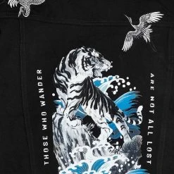 Man Jackets Tiger Embroidered Denim Jacket - Black