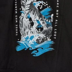 Man Jackets Tiger Embroidered Denim Jacket - Black