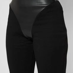 Woman Tracksuits Tacked High Waisted Joggers - Black