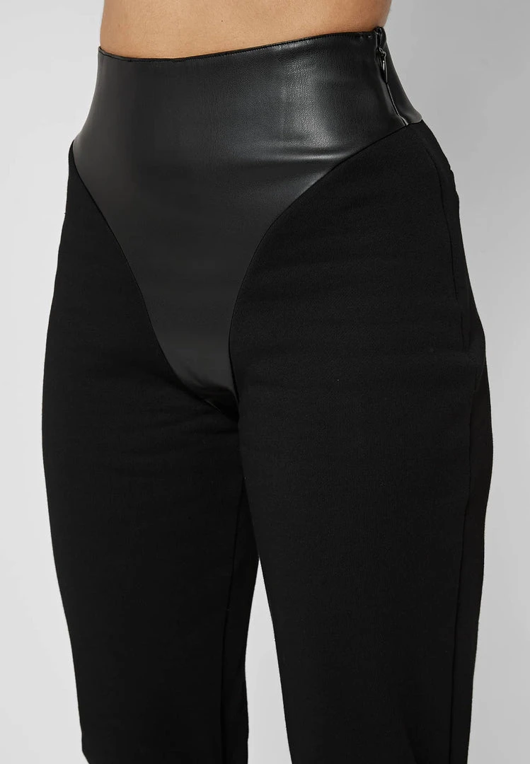 Woman Tracksuits Tacked High Waisted Joggers - Black