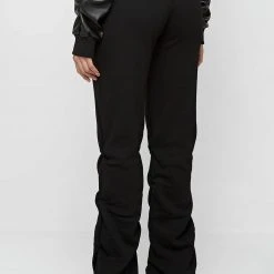 Woman Tracksuits Tacked High Waisted Joggers - Black
