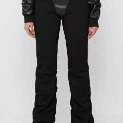 Woman Tracksuits Tacked High Waisted Joggers - Black