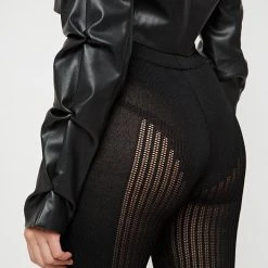 Woman Jackets Tacked Vegan Leather Cropped Jacket - Black