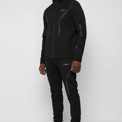 Man Tracksuit Bottoms TRACKSUITS Taped Tech Track Pants - Black