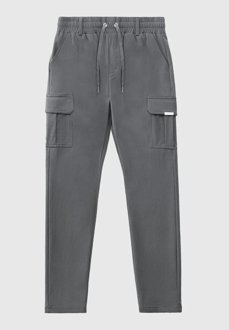Man Casual Trousers Technical Cargo Pants - Dark Grey