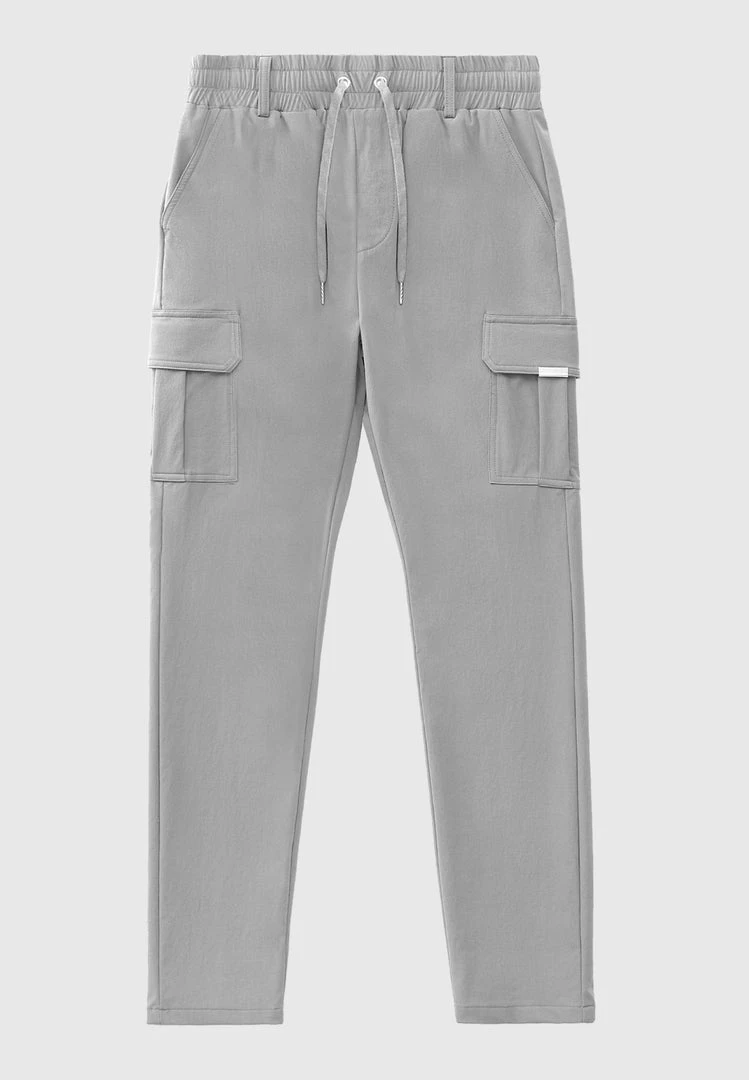 Man Casual Trousers Technical Cargo Pants - Light Grey