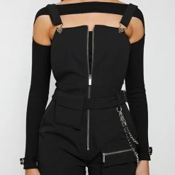 Woman Jumpsuits JUMPSUITS & PLAYSUITS Technical Cargo Dungarees - Black