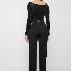 Woman Jumpsuits JUMPSUITS & PLAYSUITS Technical Cargo Dungarees - Black