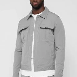 Man Jackets Technical Cargo Jacket - Light Grey CO-ORDS