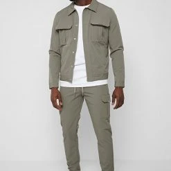 Man Jackets Technical Cargo Jacket - Olive Green CO-ORDS