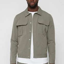 Man Jackets Technical Cargo Jacket - Olive Green CO-ORDS