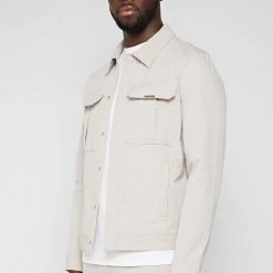 Man Jackets Technical Cargo Jacket - Stone CO-ORDS