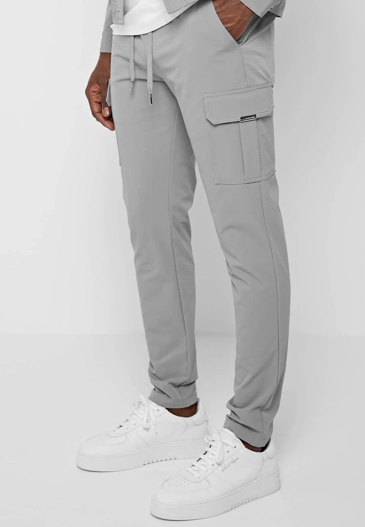Man Casual Trousers Technical Cargo Pants - Light Grey