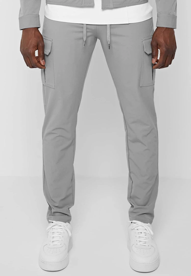 Man Casual Trousers Technical Cargo Pants - Light Grey