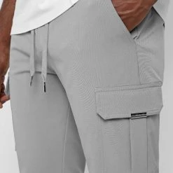 Man Casual Trousers Technical Cargo Pants - Light Grey