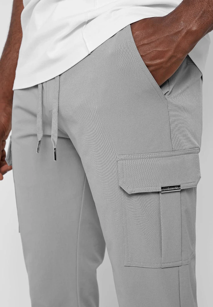 Man Casual Trousers Technical Cargo Pants - Light Grey