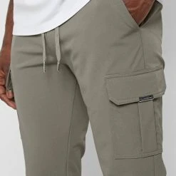 Man Casual Trousers Technical Cargo Pants - Olive Green