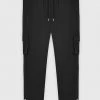 Man Casual Trousers Cargo Pants With Poppers - Black